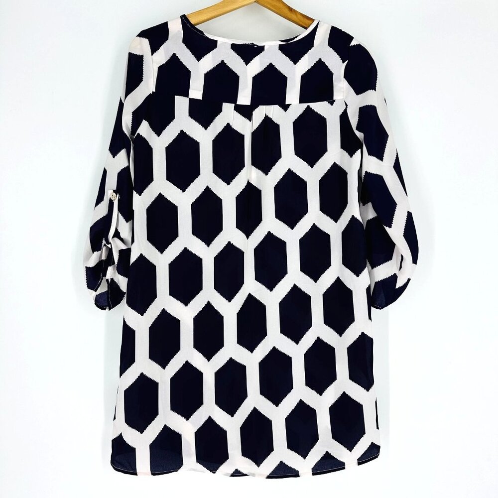 Gameday Couture Purple White Gold Printed V-Neck LSU Pocket Tunic Top Size S - Picture 2 of 9